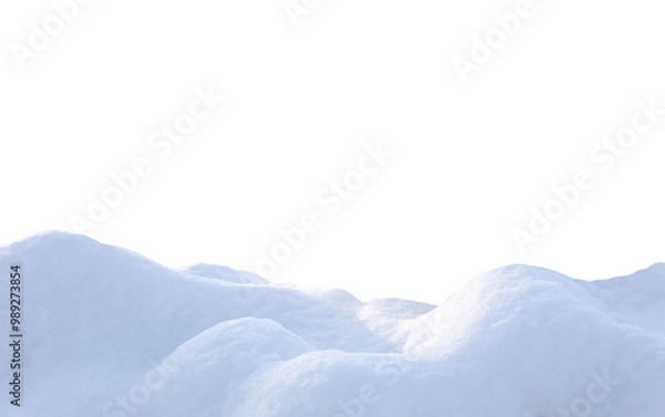 Obraz A large beautiful snowdrift isolated on white background.Winter snow  background. A big snow drift