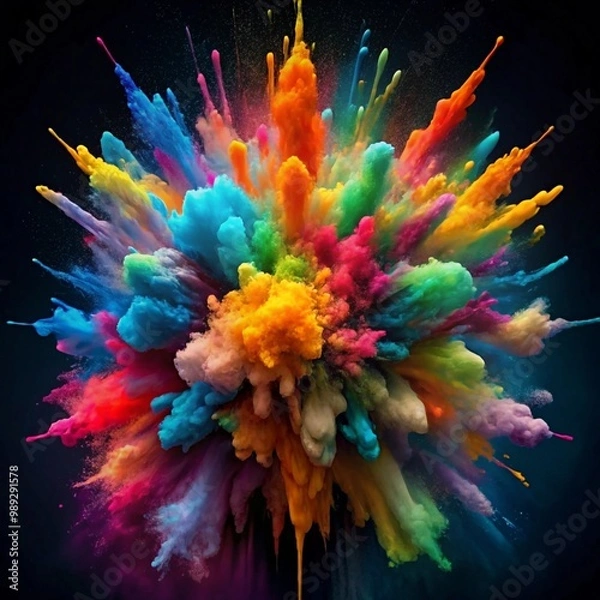 Fototapeta A colorful explosion of powder paint, creating a vibrant and dynamic cloud.