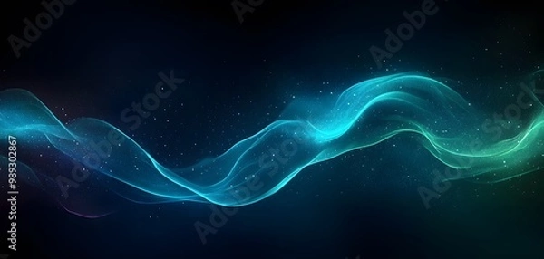 Obraz Abstract Blue Green Aurora Wave Background