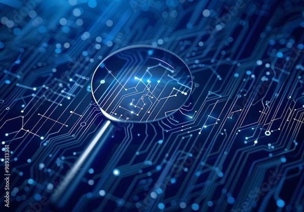 Fototapeta Cyber Security Data Exploration with Magnifying Glass