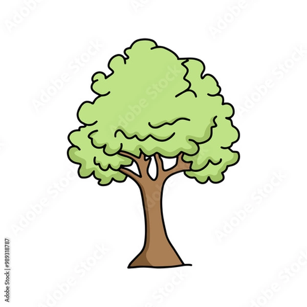 Obraz Tree in doodle style. Vector isolated on white background
