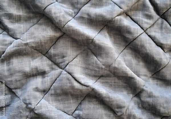 Fototapeta Gray Linen Fabric Texture with Diamond Pattern