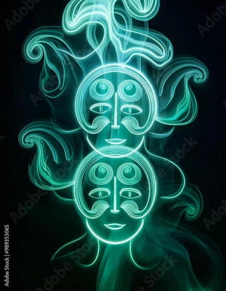 Obraz woman's portrait with line gradient background 