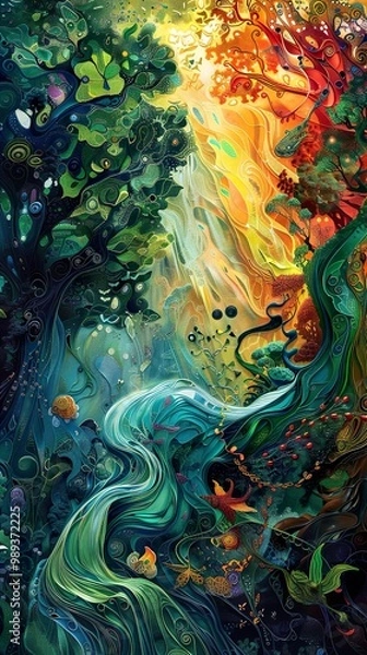 Fototapeta Abstract Forest Landscape: Whimsical Nature Art