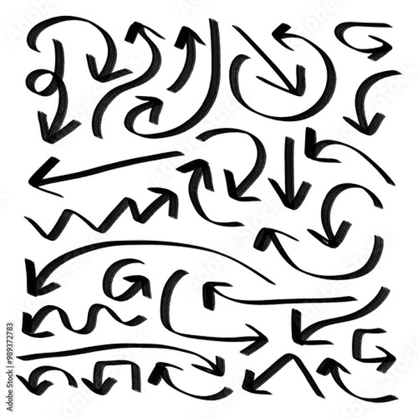 Obraz Hand drawn brush vector arrows