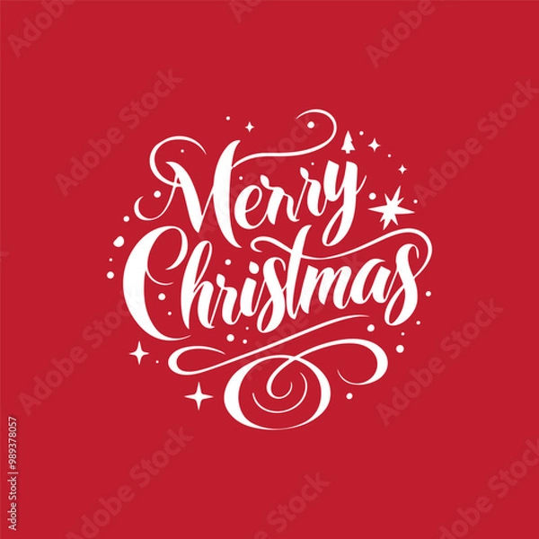 Fototapeta MERRY CHRISTMAS vector brush calligraphy with flourishes. Merry Christmas card. Hand drawn brush style modern calligraphy. vector design for greetings card, headline. t shirt print and others.