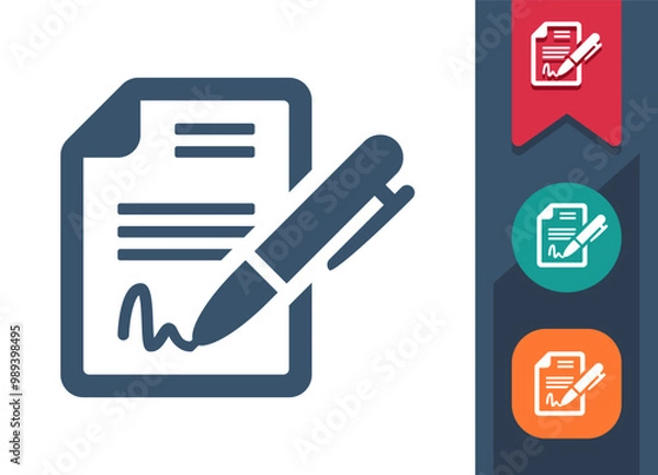 Fototapeta Contract, File, Document, Signature Icon