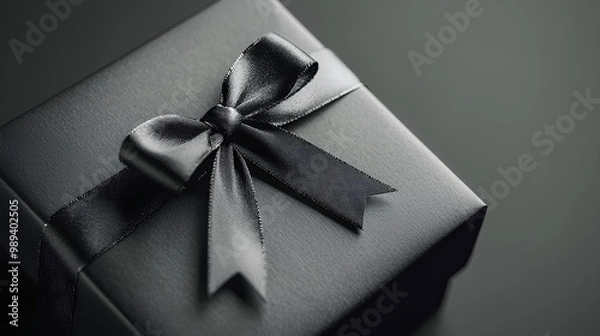 Fototapeta Black box with a bow on top of it