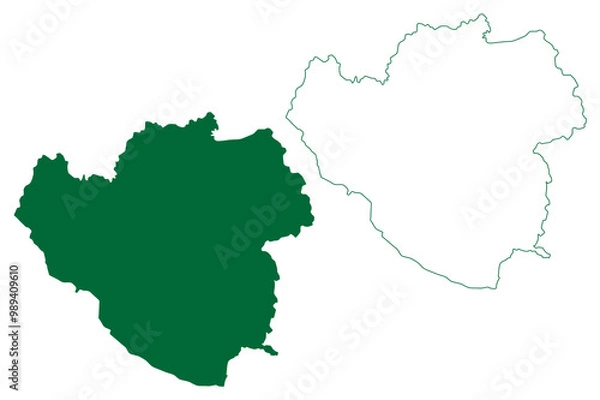 Fototapeta Pauri Garhwal district (Uttarakhand or Uttaranchal State, Republic of India) map vector illustration, scribble sketch Garhwal map