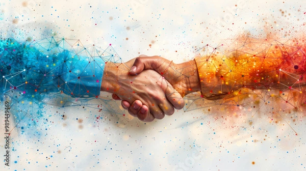 Fototapeta Abstract handshake symbolizing connection and collaboration
