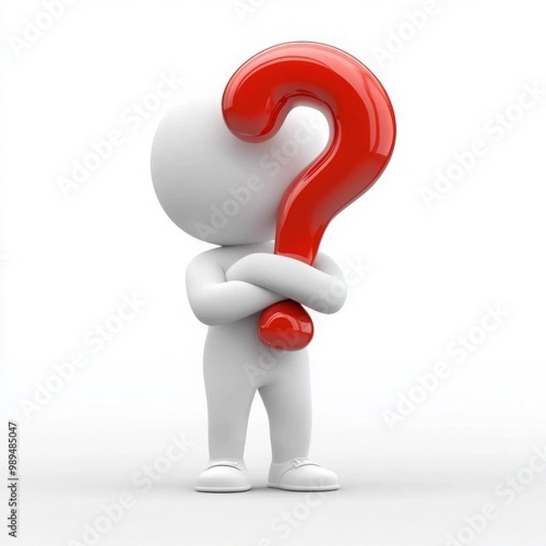 Obraz 3d human with a red question mark