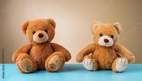 Obraz Teddy bear isolated on minimalist background. Children's Toys