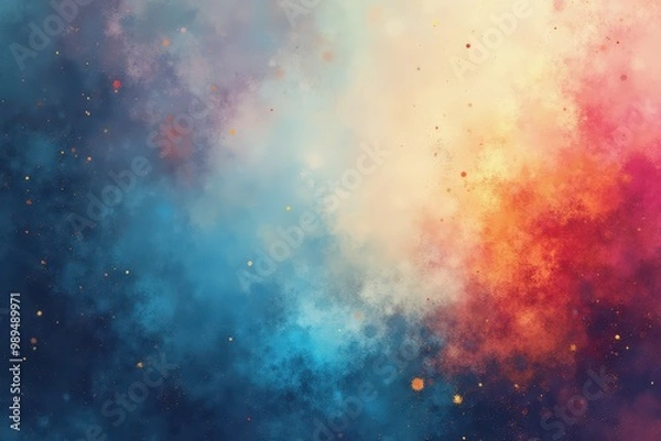 Fototapeta Abstract Watercolor Background with Blue, Red, and Yellow Hues