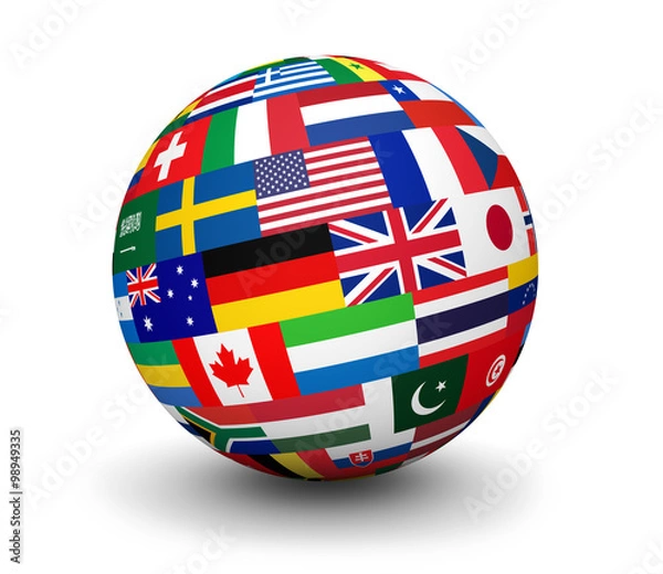 Obraz International Business Globe World Flags