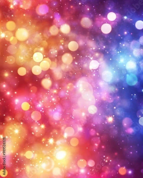 Fototapeta Magical Celebration: Joyful Party Background with Metallic Sparkle and Swirling Stars
