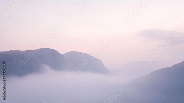 Obraz Misty Mountain Range at Dawn - A Breathtaking Landscape