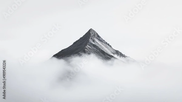 Fototapeta Majestic Mountain Peak Emerging From Clouds: A Breathtaking Landscape