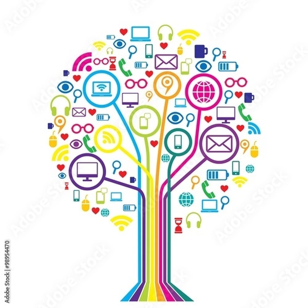 Obraz Round Communication tree. Web icon