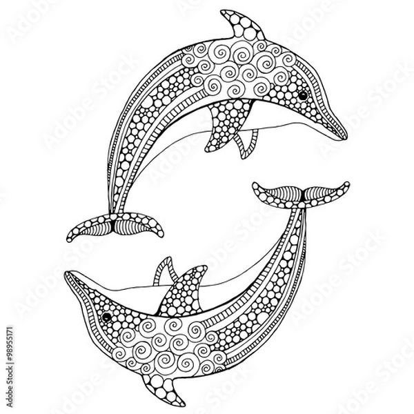 Obraz Doodle dolphin pair