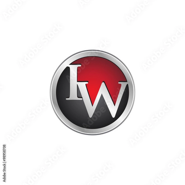 Fototapeta IW initial circle logo red