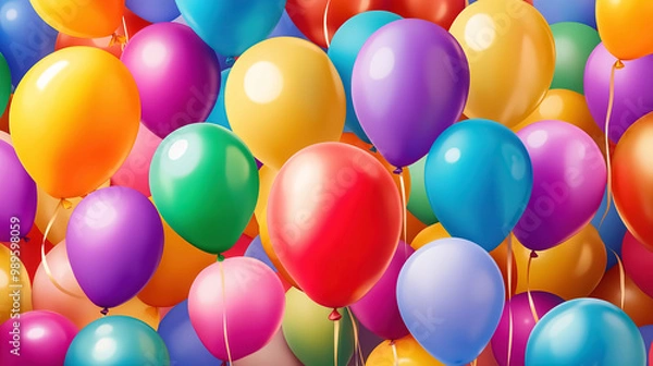 Obraz A birthday party scene filled with colorful balloons