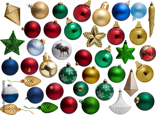 Fototapeta Christmas ornaments collection - Ready to use Premium PNG Cutout isolated image.