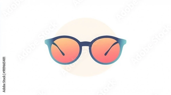 Fototapeta Minimalist logo design featuring round glasses on a clean white background, emphasizing simplicity and modern aesthetics.