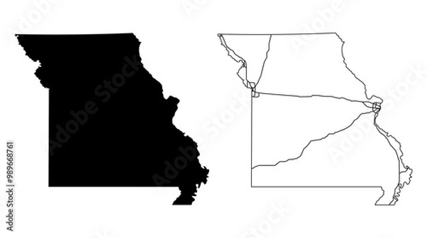 Fototapeta Missouri State Border With Interstate Highway Lines