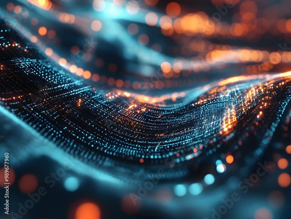 Fototapeta Abstract, glowing data streams in a virtual space.


