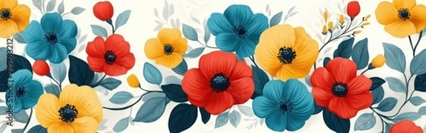 Obraz Bold Filipino piña fabric-inspired floral pattern