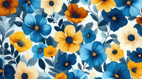 Fototapeta Bold Filipino piña fabric-inspired floral pattern