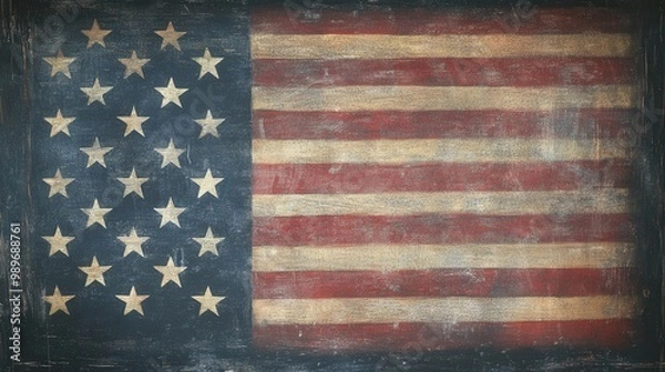 Obraz Vintage American Flag Illustration