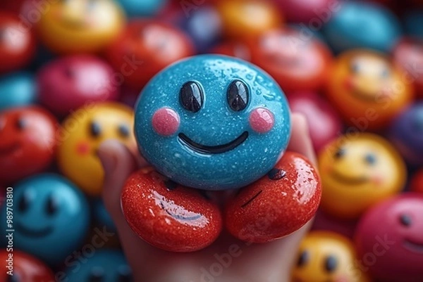 Fototapeta Colorful and Expressive Emoticons Collection for Creative Projects and Digital Communication Use