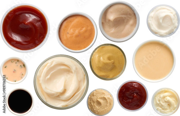 Fototapeta Sauces and dips collection - Ready to use Premium PNG Cutout isolated image.