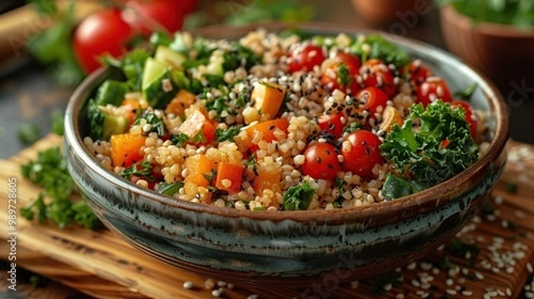 Fototapeta Healthy and Delicious Quinoa Salad with Vegetables