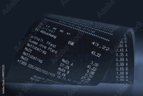 Obraz Kassenbon, Kassenzettel.