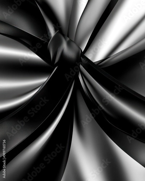 Fototapeta A close-up of intertwined black and white satin fabric, showcasing texture and shine.