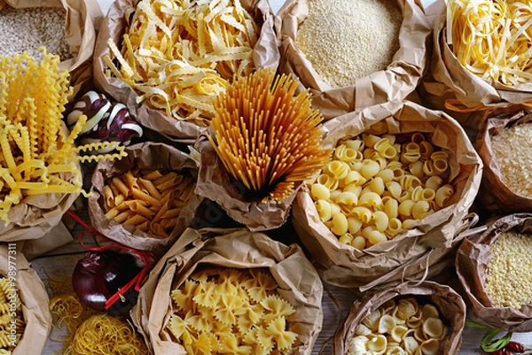 Obraz makaron, ryż i kuskus