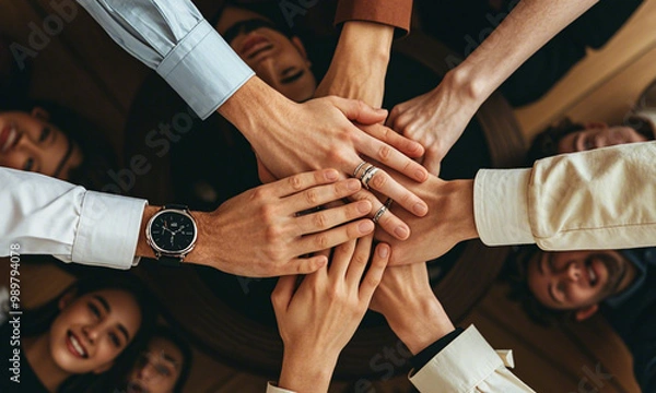 Fototapeta A group of people with their hands together