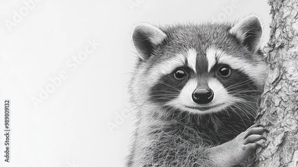 Fototapeta Raccoon Portrait: A Close-up of a Curious Critter