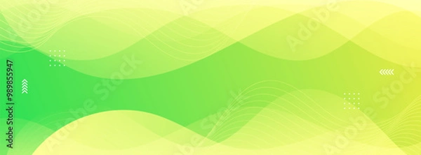 Fototapeta banner background,colorful,wavy efefct ,green and yellow gradations,geometric shape,trendy,memphis,eps 10