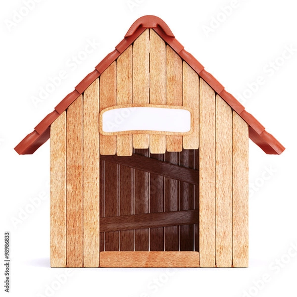 Obraz Wooden doghouse isolated on white background