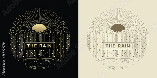 Obraz Decorations and Text Featuring the Earth Moon and Clouds Bringing Rain