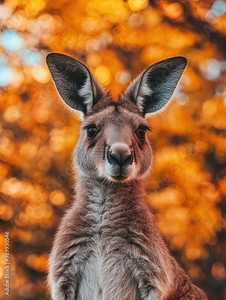 Fototapeta kangaroo isolated on autumn background