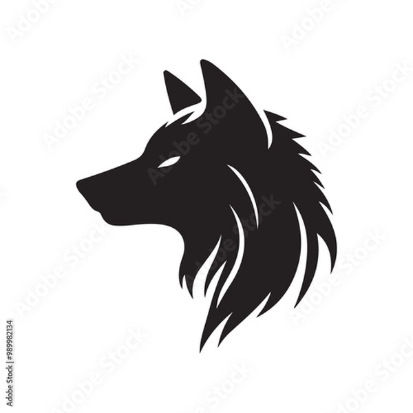 Fototapeta wolf head silhouette, Stylized silhouette icons of a wolf face on a white background, depicted in vector format