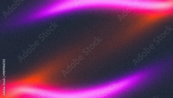 Fototapeta Abstract grainy gradient background magenta purple orange black glowing color wave dark backdrop noise texture banner poster header design