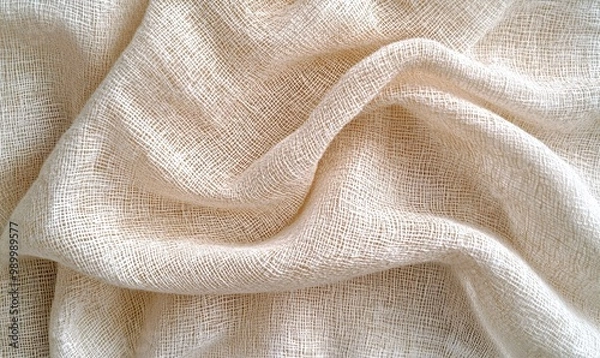 Fototapeta A white fabric with a wavy texture