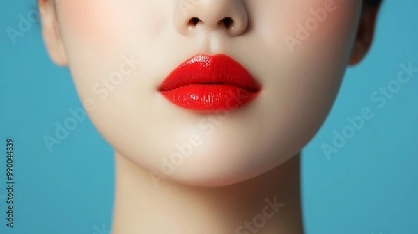 Fototapeta A vibrant Thai woman with smooth, glowing skin takes center stage on a billboard, with a muted Korean woman in the background, designed for skincare branding 
