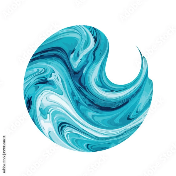 Fototapeta Abstract aquamarine marble wave texture in vector illustration. Cascading aquamarine marble
isolated on white with clipping path