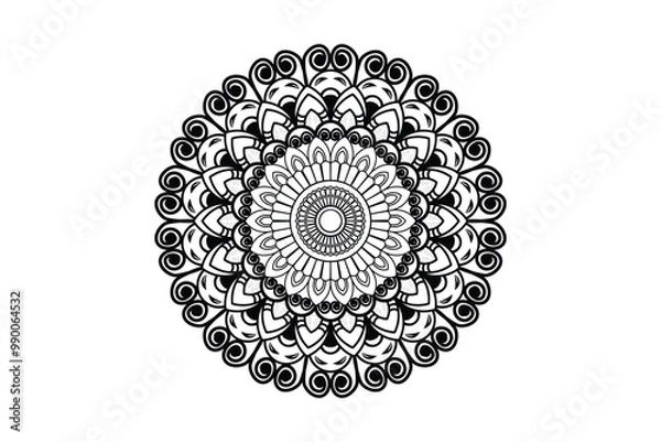 Fototapeta Unique Round Mandala Vector Design black and white